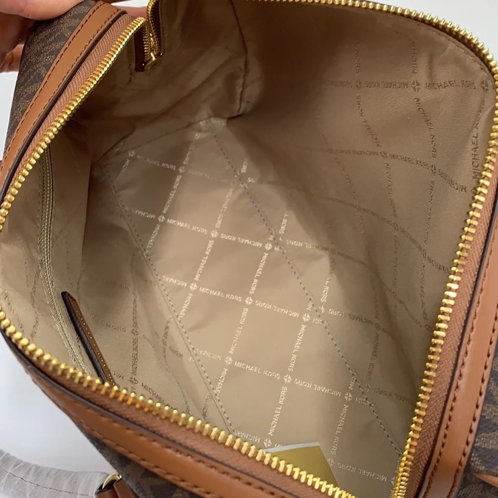 MICHAEL KORS JST TRAVEL MEDIUM DUFFLE SATCHEL SHOULDER CROSSBODY BAG MK BROWN